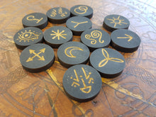 Load image into Gallery viewer, Black Witches Runes on wood