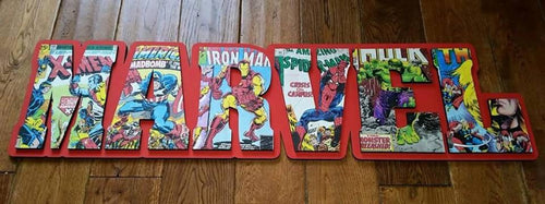 Captain America, Thor, Iron Man, Spider man, The Hulk, Marvel Letters