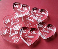 Load image into Gallery viewer, Personalised Heart Acrylic Table Decorations