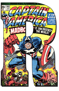 Captain America, Thor, Iron Man, Spider man, The Hulk, Marvel Letters