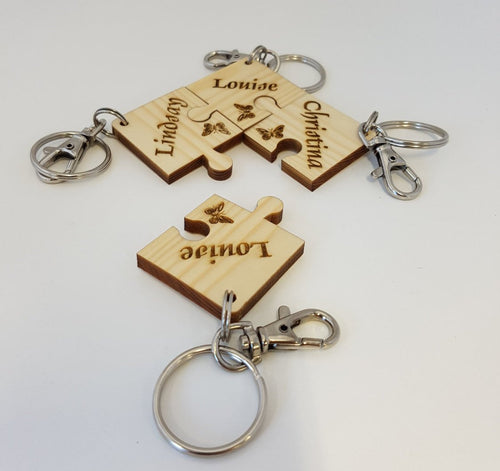 4 Ever Friends Keyrings - forever friends - Jigsaw keyring - club keys - home key organiser - holiday home keyring - leaving gift
