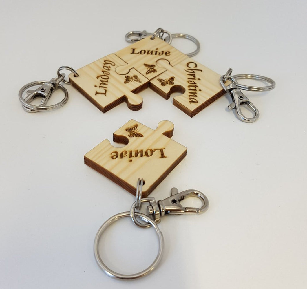 4 Ever Friends Keyrings - forever friends - Jigsaw keyring - club keys - home key organiser - holiday home keyring - leaving gift