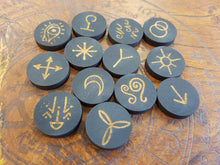 Load image into Gallery viewer, Black Witches Runes on wood