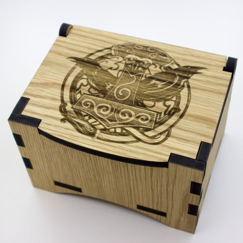 Oak Box with hinged lid for jewellery keepsakes and memory box Odin Design