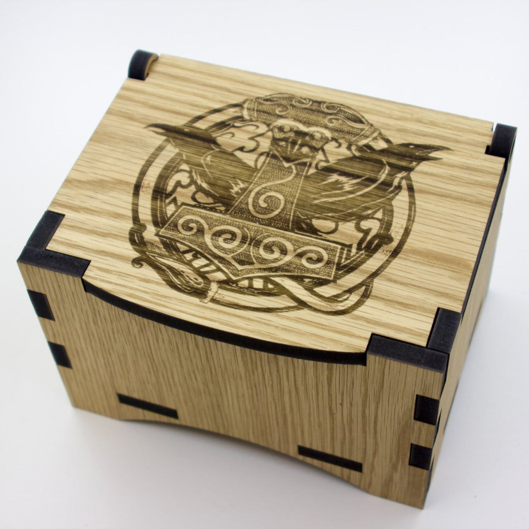 Oak Box with hinged lid for jewellery keepsakes and memory box Odin Design
