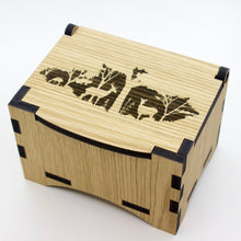 Load image into Gallery viewer, Oak Box with hinged lid for jewellery keepsakes and memory box Deer Design