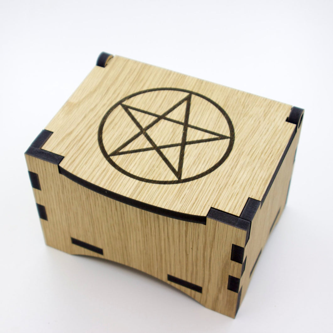 Oak Box with hinged lid for jewellery keepsakes and memory box Penticle Design