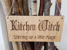 Load image into Gallery viewer, If The Broom Fits Fly It Pagan Witch Plaque Engraved Oak