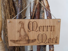 Load image into Gallery viewer, If The Broom Fits Fly It Pagan Witch Plaque Engraved Oak