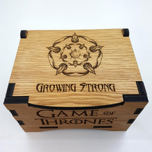 Load image into Gallery viewer, Game Of Thrones House Tyrell Oak Box with hinged lid for jewellery keepsakes and memory box