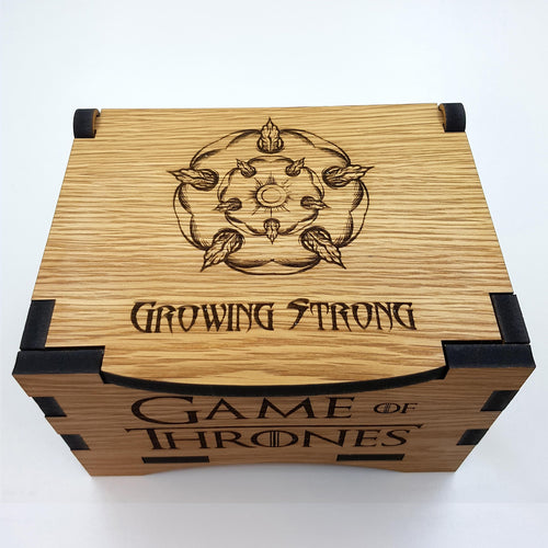 Game Of Thrones House Tyrell Oak Box with hinged lid for jewellery keepsakes and memory box