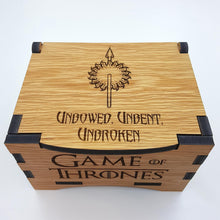 Load image into Gallery viewer, Game Of Thrones House Martell Oak Box with hinged lid for jewellery keepsakes and memory box