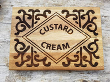 Load image into Gallery viewer, Oak Custard Cream Chopping Board - Biscuit design - cheese board - serving board - unique gift