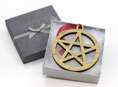 Pentacle Yule Decorations - Pagan - Witch - Wiccan - Christmas Decorations - Oak - Walnut