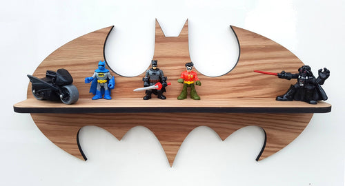Oak Super hero shelf - Batman Shelf - DC Comics -  Classic Batman shelf - Lego Display - Oak