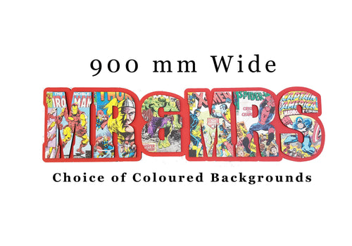 MR & Mrs Marvel, Captain America, Thor, Iron Man, Spider man, The Hulk, Marvel Letters