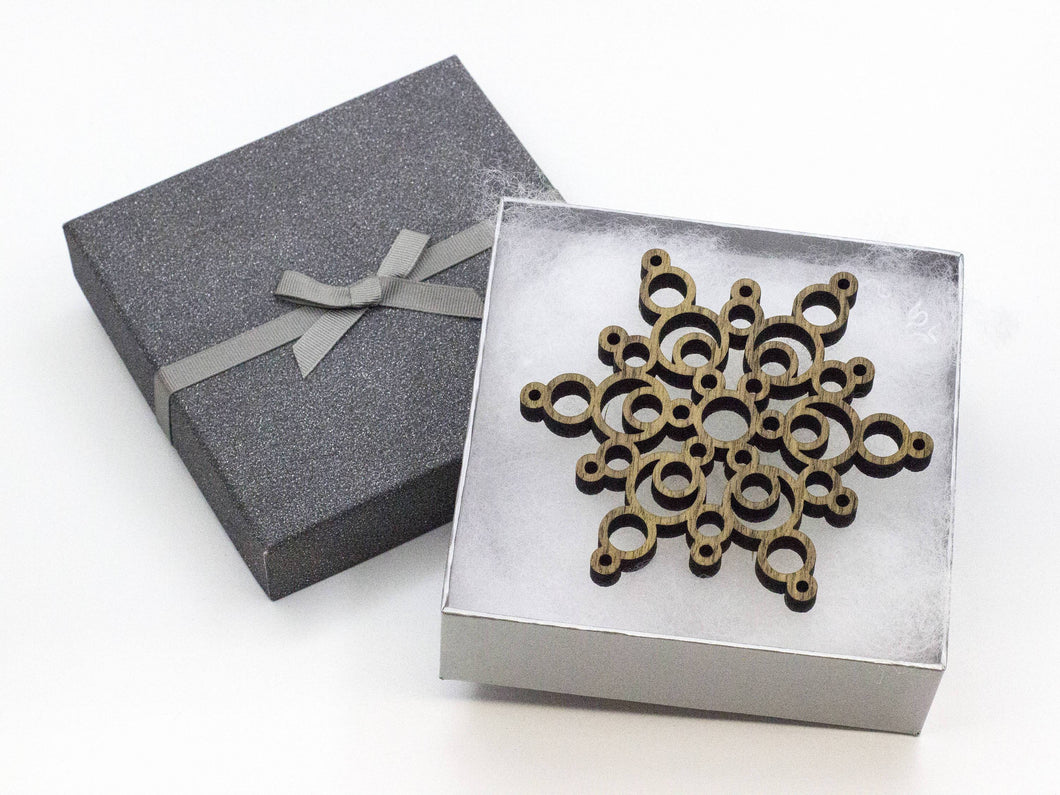 Snowflake - Tree decorations - xmas - Christmas Decorations - Oak - Walnut - yule