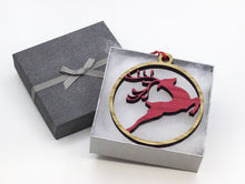 Load image into Gallery viewer, Reindeer Prancing - Tree decorations - xmas - Christmas Decorations - Oak - Walnut - yule