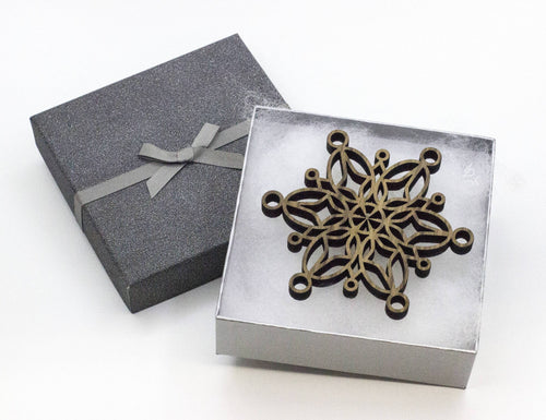 Snowflake - Tree decorations - xmas - Christmas Decorations - Oak - Walnut - yule