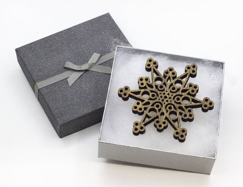 Snowflake - Tree decorations - xmas - Christmas Decorations - Oak - Walnut - yule