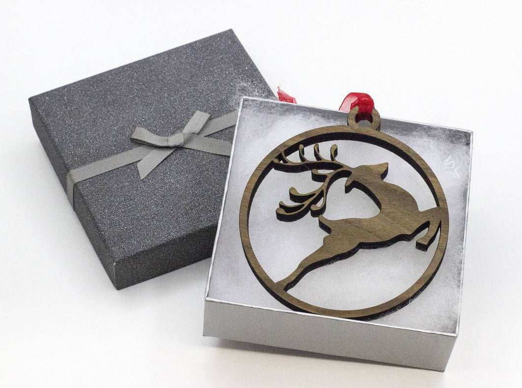 Reindeer Prancing - Tree decorations - xmas - Christmas Decorations - Oak - Walnut - yule