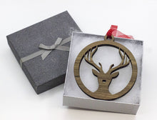 Load image into Gallery viewer, Deer Heart Nose - Tree decorations - xmas - Christmas Decorations - Oak - Walnut - yule