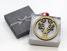 Load image into Gallery viewer, Deer Heart Nose - Tree decorations - xmas - Christmas Decorations - Oak - Walnut - yule