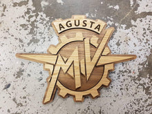 Load image into Gallery viewer, MV Agusta Motorcycle Wall Plaque Oak on American Walnut - Motorbike Memorabilia