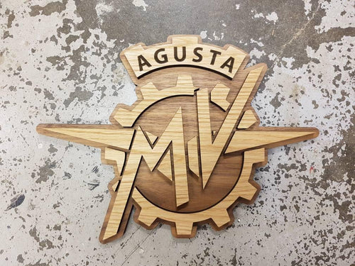 MV Agusta Motorcycle Wall Plaque Oak on American Walnut - Motorbike Memorabilia