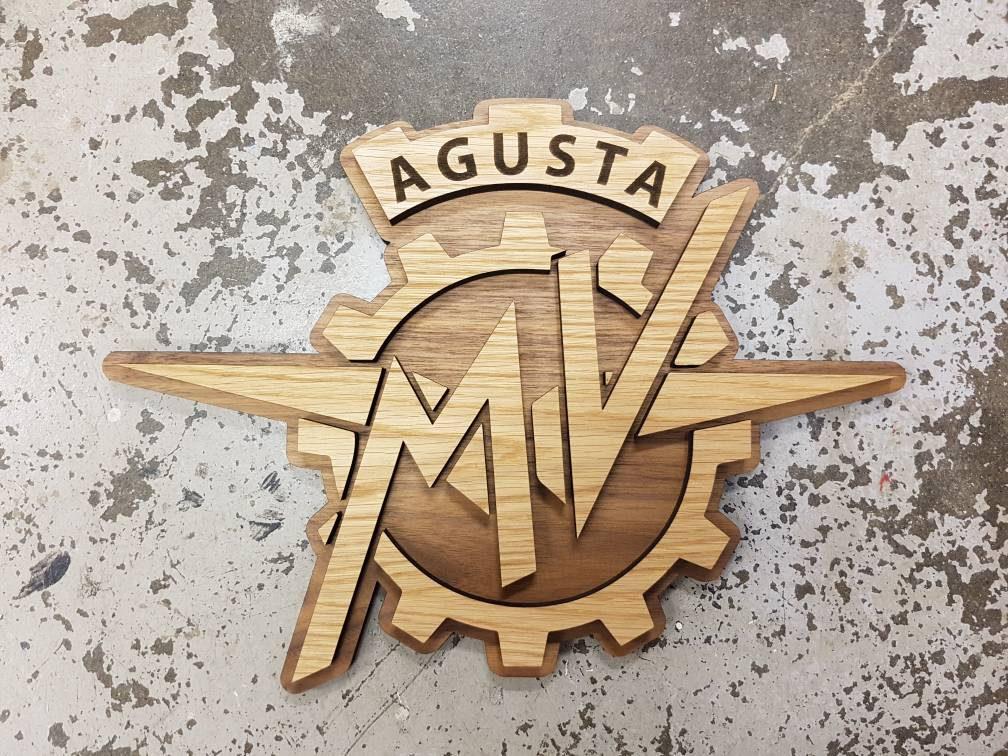 MV Agusta Motorcycle Wall Plaque Oak on American Walnut - Motorbike Memorabilia