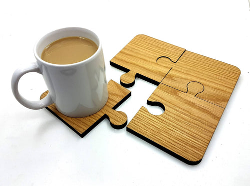 Oak Jigsaw Coasters, set of 4.