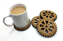 Load image into Gallery viewer, Oak Gear Cog Coasters, set of 4.